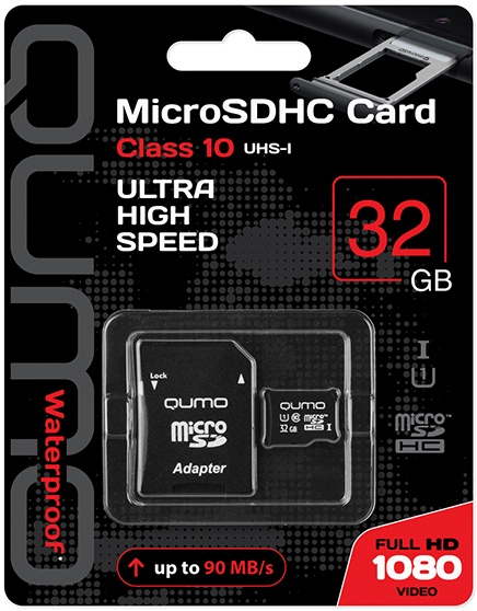 ���� ����� Micro SecureDigital 32Gb QUMO QM32GMICSDHC10U1 {MicroSDHC Class 10 UHS-I, SD adapter} <QM32GMICSDHC10U1>