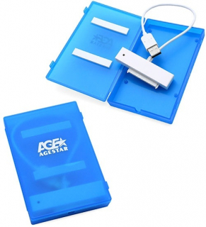 ��������� ��� HDD AgeStar ������� ������ 2.5 SATA HDD/SSD AgeStar SUBCP1 (BLUE) USB 2.0, �������, �����, ����������� ����������� (10612)